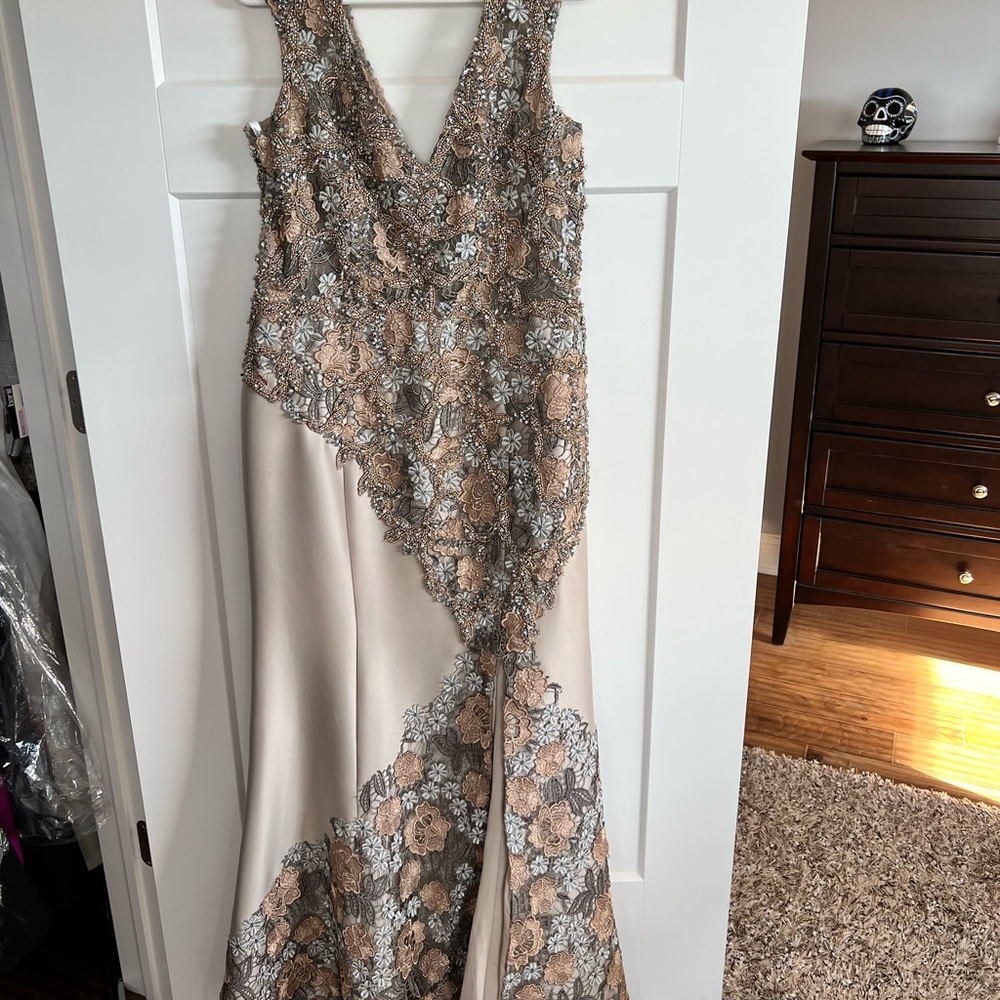 Gold appliqué Terani Couture MOB Gown